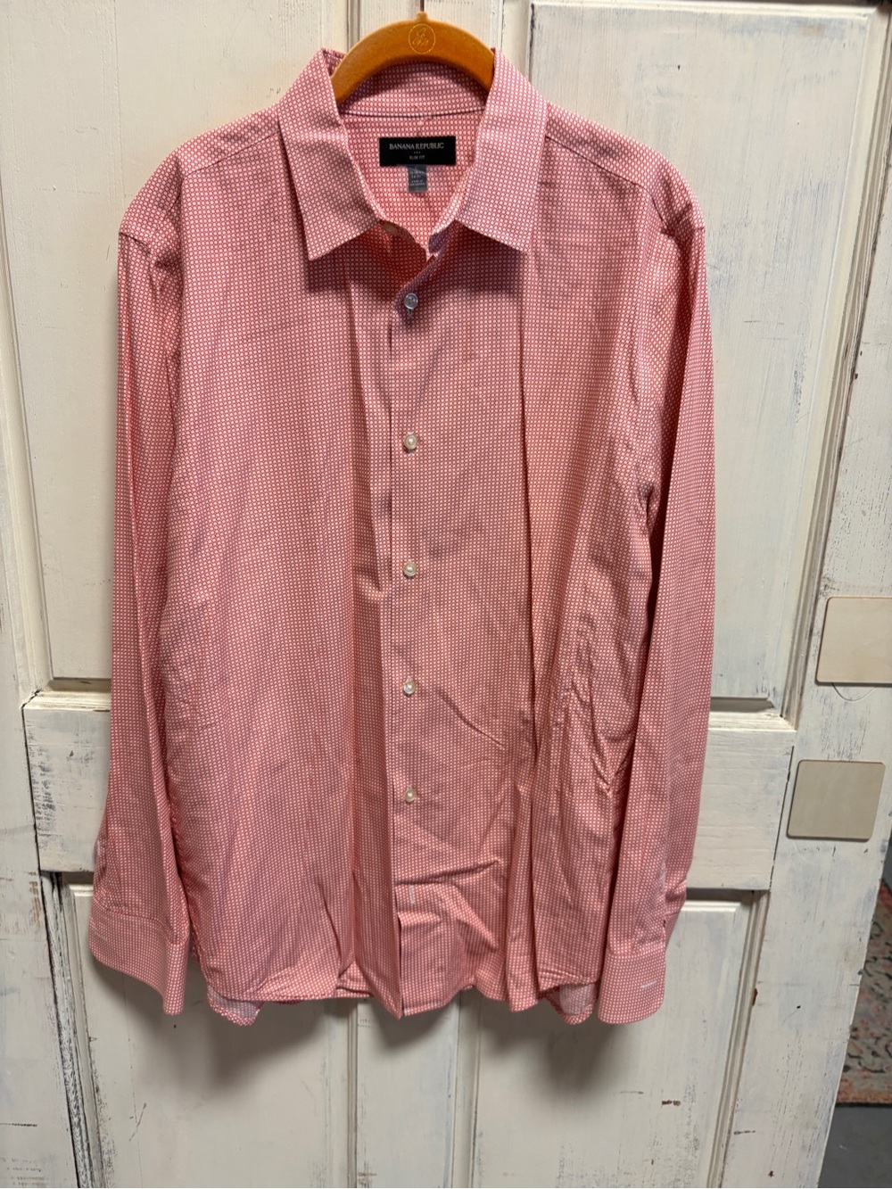 Banana Republic Men’s Pink Micro-Check Dress Shirt